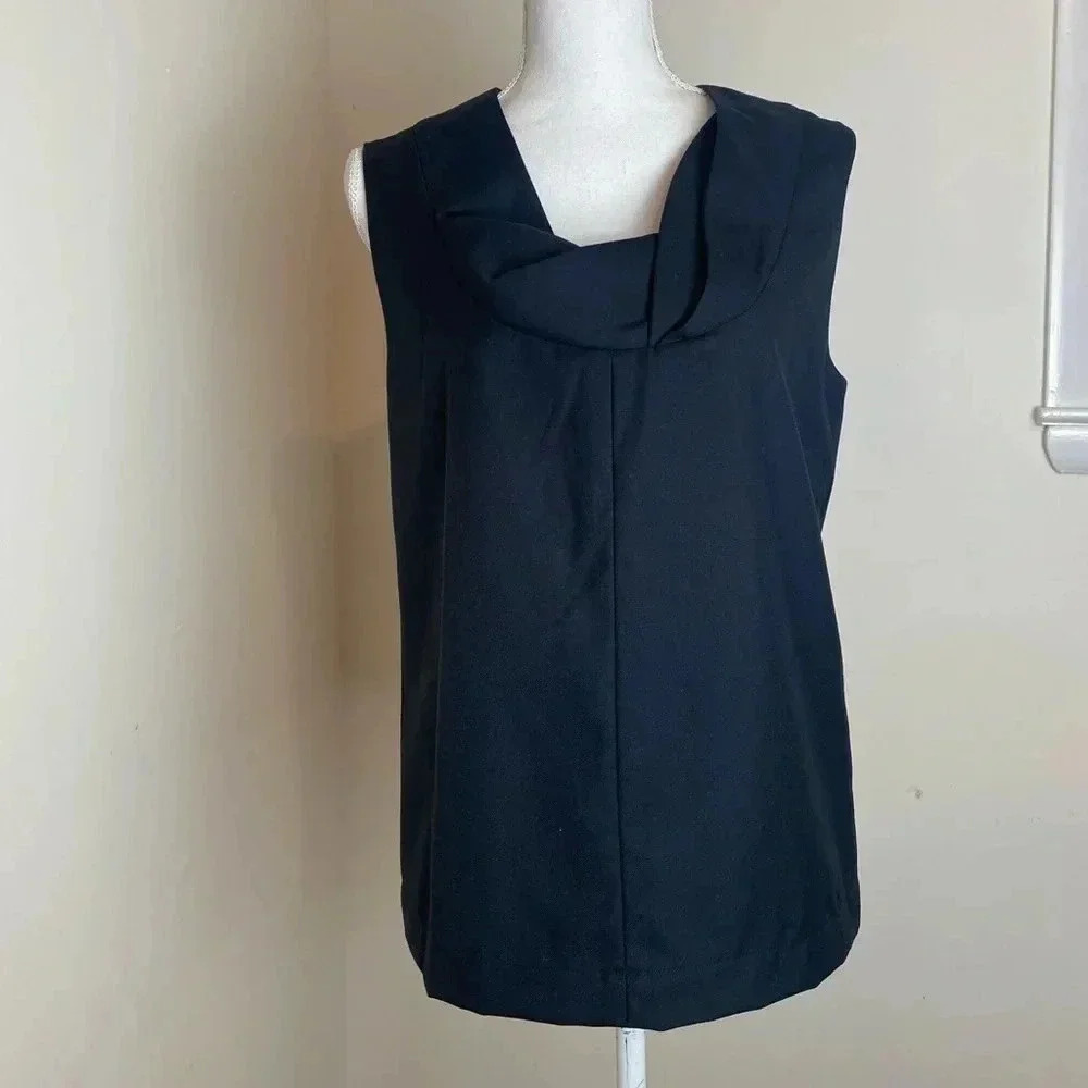 3.1 PHILLIP LIM Wool Blend Pleated Foldover Collar Sleeveless Blouse Size 4
